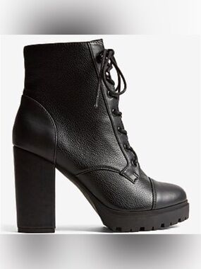 NEW Express Block Heel Gore Lug Sole Combat Boots 9 Black